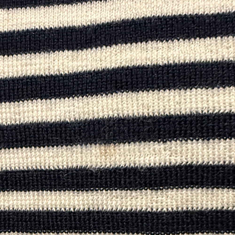 Veronica Beard Cream and Navy Striped V-Neck Sweater - Picture 4 of 6